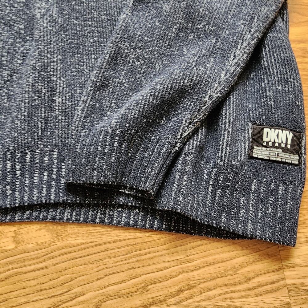 DKNY Jeans Hooded Sweater Mens Size 3XL Dark Blue Knit Pullover Heavy Warm - Picture 4 of 12